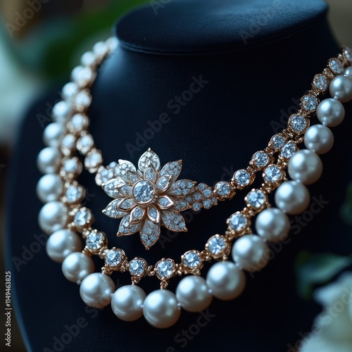 Wallpaper Mural Elegant pearl and diamond necklace on display. Torontodigital.ca