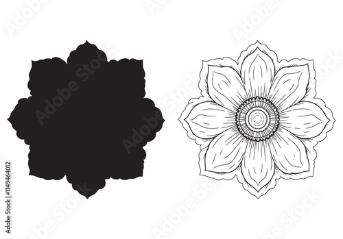 Ashok  Flower   line art  vector on white background