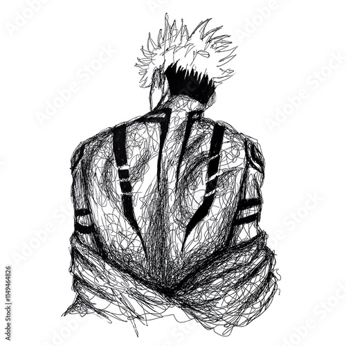 hand drawn scribble art jujutsu kaisen