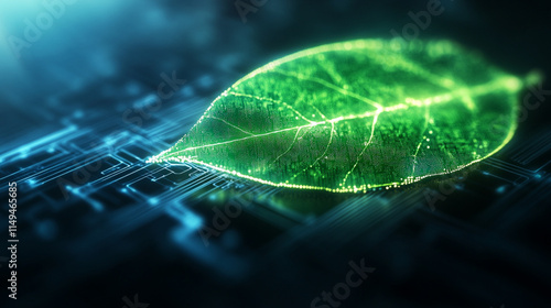 A leaf is displayed on a computer screen