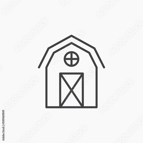 Barn thin outlined vector icon.