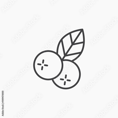 Blueberry thin outlined vector icon.