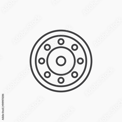 Car bearing thin outlined vector icon.