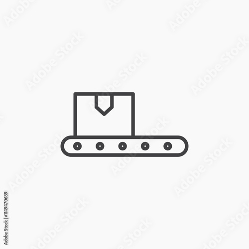 Conveyor belt thin outlined vector icon.