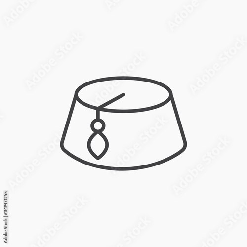 Fez hat thin outlined vector icon.