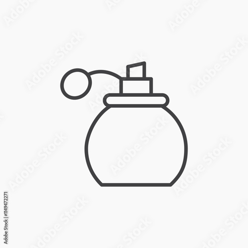 Perfume bottle thin outlined vector icon.