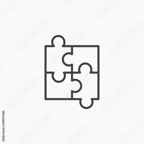 Puzzle thin outlined vector icon.