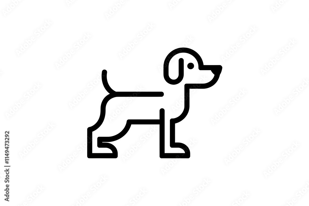 Simple Line Art Dog Icon Puppy, Canine, Pet, Friend Simple Line Art Dog Icon Puppy, Canine, Pet, Friend
