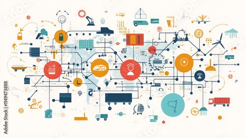 Global Supply Chain Visual Representation with Icons