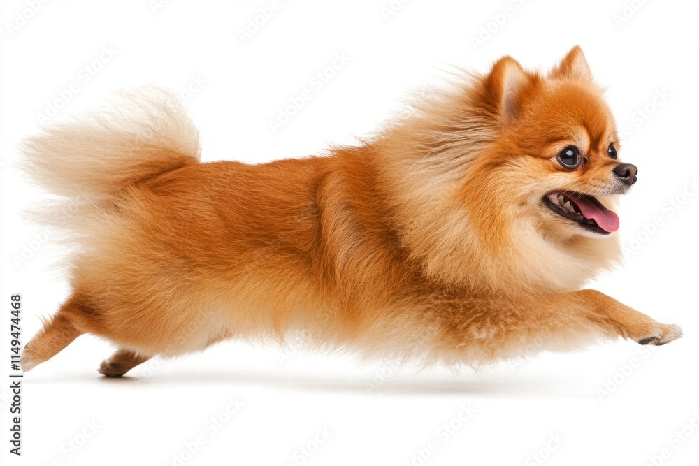 Pomeranian Dog Running, Jumping, Playful Pomeranian Dog Running, Jumping, Playful