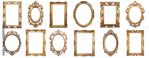 Wallpaper Mural PNG Elegant vintage gold frames collection, element set on transparent background Torontodigital.ca