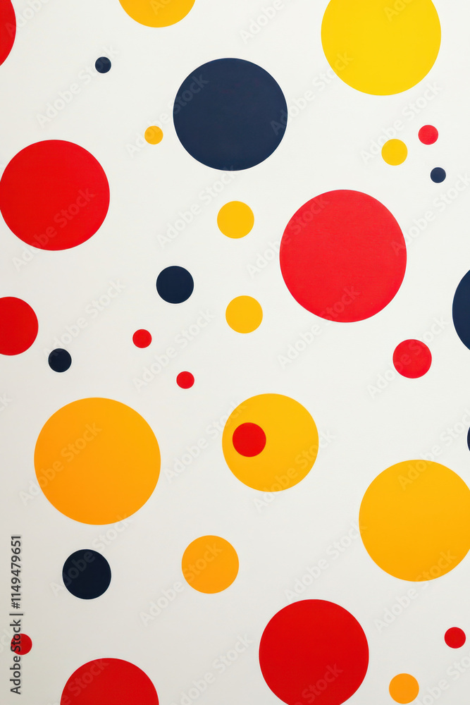 Vibrant abstract pattern featuring red, yellow, and navy circles on a white background, showcasing a playful and dynamic composition. Vibrant abstract pattern featuring red, yellow, and navy circles on a white background, showcasing a playful and dynamic composition.