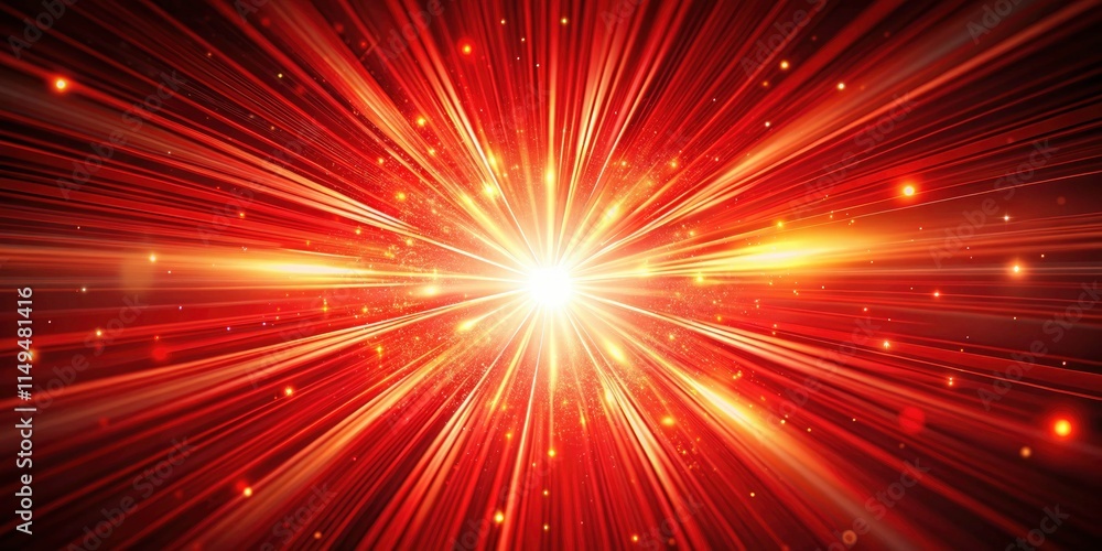 Naklejka premium Red Burst Linear Perspective Glow - Dramatic Abstract Photography