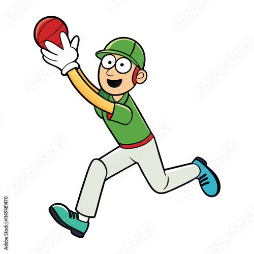 wicket keeper making a catch on white background