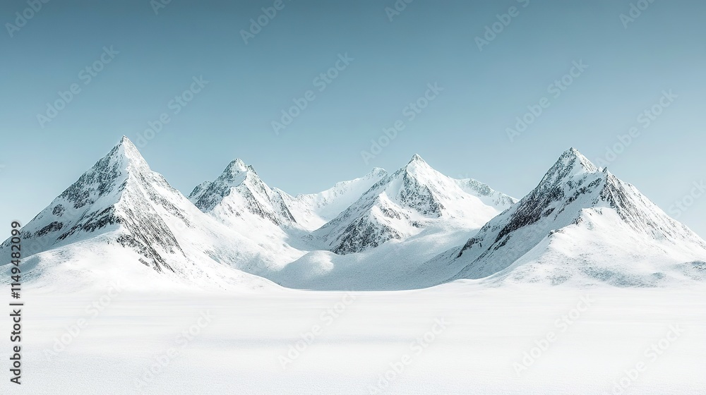wide view of snow-covered mountain range with empty space surrounding peaks white snow and clean background provide wide view of snow-covered mountain range with empty space surrounding peaks white snow and clean background provide