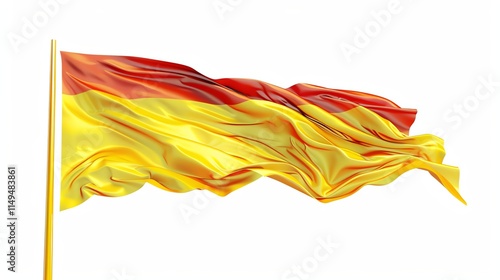 A waving flag of Andorra on a white background.