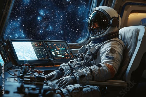 Fototapeta Naklejka Na Ścianę i Meble -  space communicator sending message to earth from far-off space station