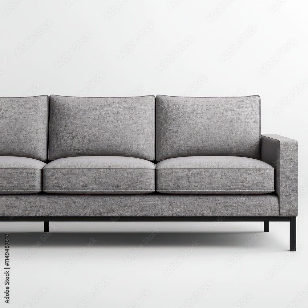 Fototapeta premium Modern Grey Couch with Simple Lines and Comfortable Design