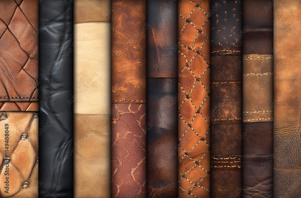 Various Leather Textures Background: Brown, Tan, Black Leather Patterns Various Leather Textures Background: Brown, Tan, Black Leather Patterns