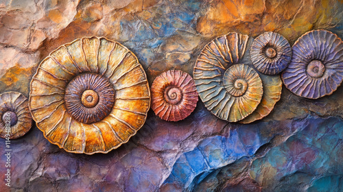 Ancient Fossils Artwork: Intricate Cocolith Patterns in Vivid Colors