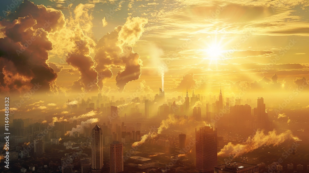 Fototapeta premium Urbanization and Its Impact on Heat in Cities