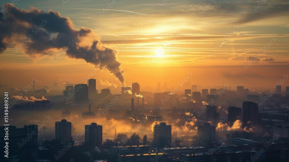 Fototapeta premium Urbanization and Its Impact on Heat Islands