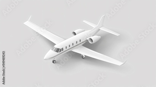 White Private Jet Airplane 3D Model Isometric View