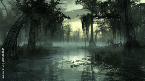 Swamp Dawn, Moody, Atmospheric, Low-Lit, Artistic