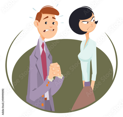 Confused man apologizes angry girl.