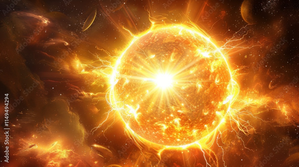Obraz premium Brilliant Solar Flares Erupting from the Sun's Surface