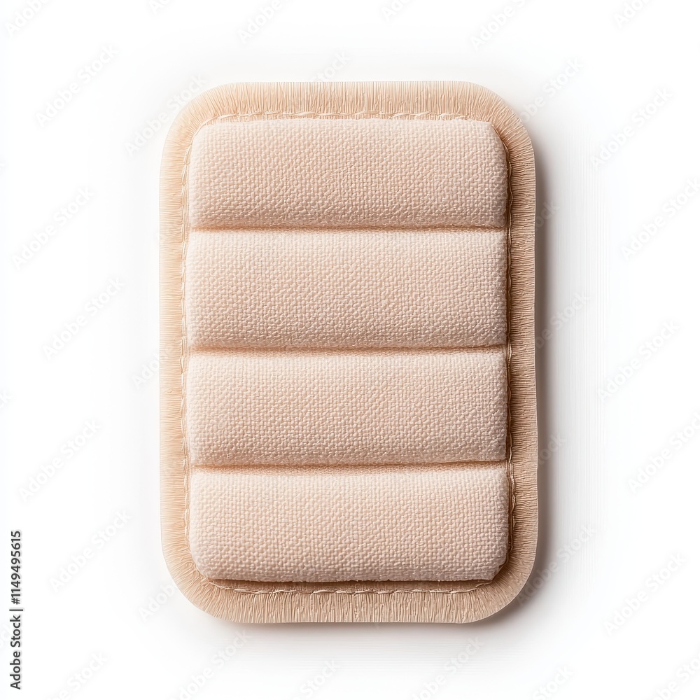 Soft Beige Fabric Square with Quilted Pattern on White Background Soft Beige Fabric Square with Quilted Pattern on White Background