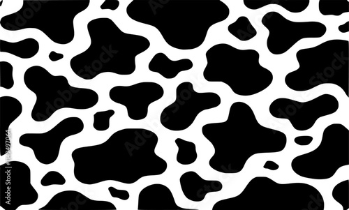 Cow print pattern vector. Abstract black cow print or cow skin texture vector illustration.