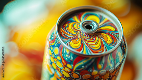Psychedelic Rainbow Beer Can: Macro Photography