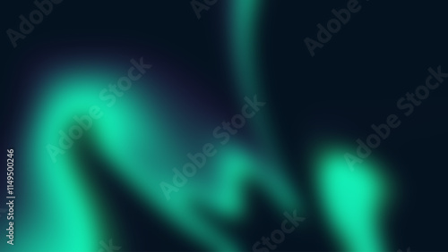Abstract blur green aurora wavy on dark background