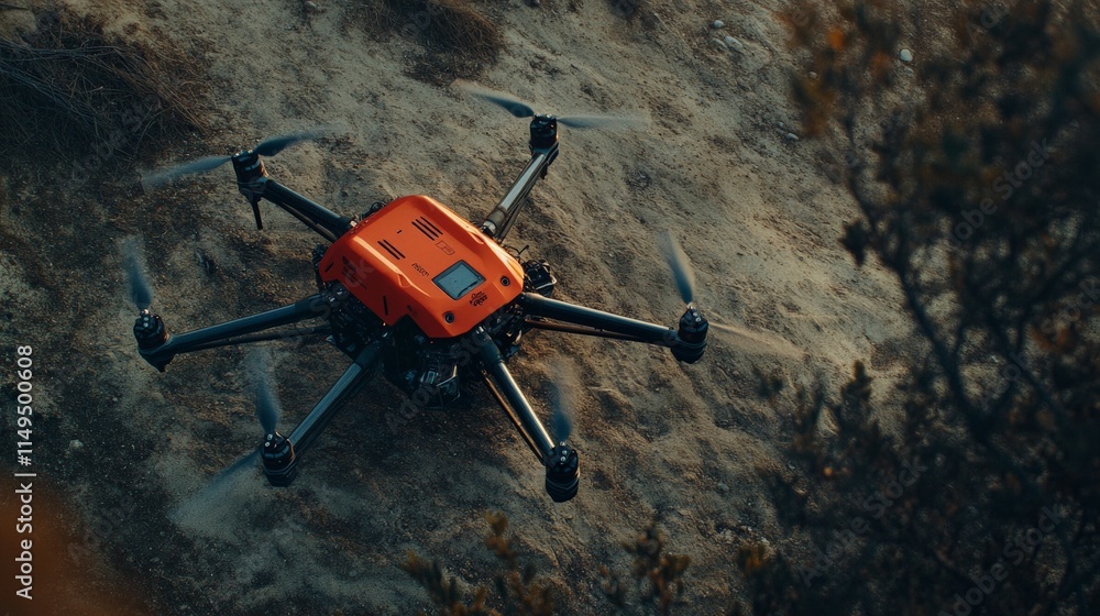 Aerial Drone for Land Surveying in Raw Style Aerial Drone for Land Surveying in Raw Style