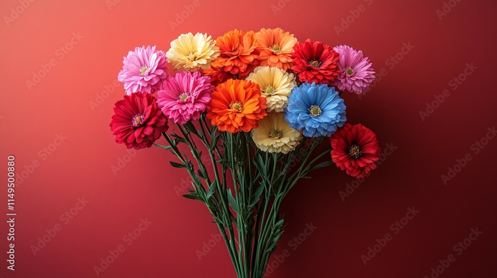 Obraz premium Bright flowers on a solid background for International Women's Day.