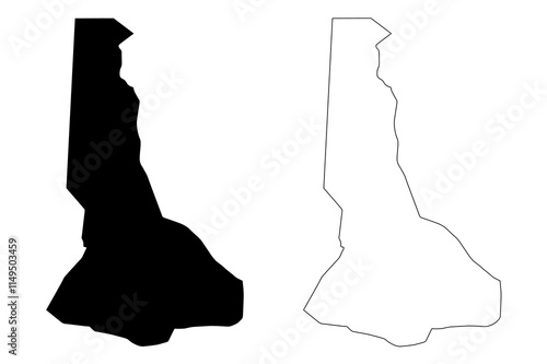 River Nile state (Republic of the Sudan, North Sudan) map vector illustration, scribble sketch River Nile map