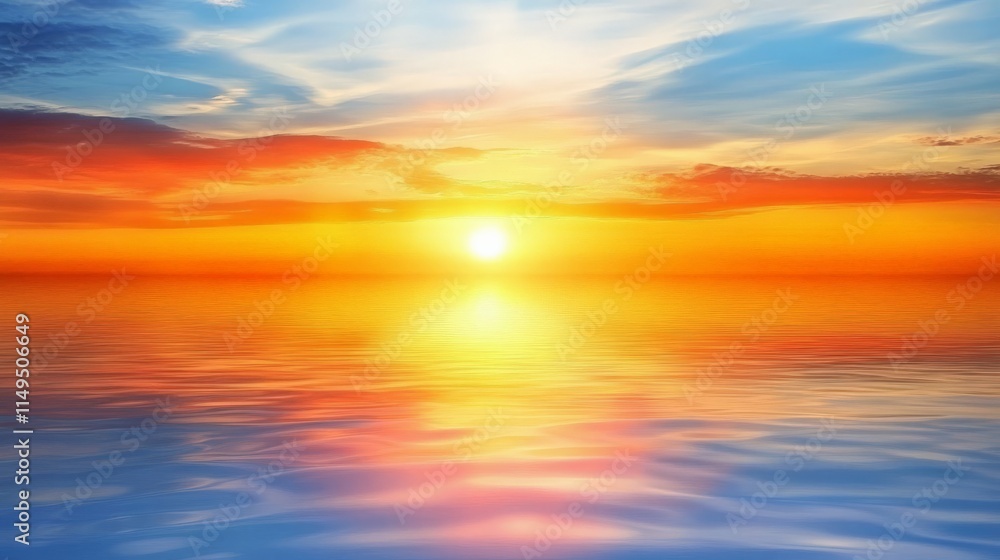 Obraz premium Tranquil Sunset Over Calm Lake with Colorful Reflections