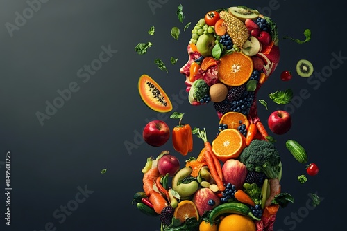 Wallpaper Mural Vibrant Fruits and Vegetables: A Colorful Guide to Healthy Eating Habits, Promoting Well-being and Balanced Diets. Torontodigital.ca
