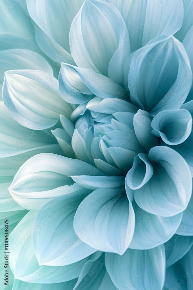 Closeup Teal Dahlia Flower Petals Macro Shot Closeup Teal Dahlia Flower Petals Macro Shot