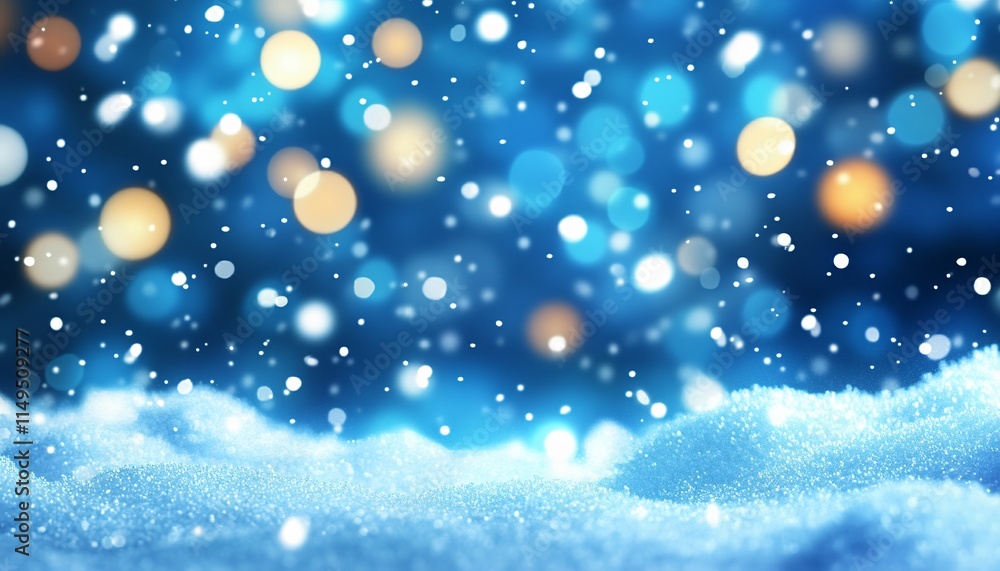 Magical Winter Night Snow Scene Bokeh Lights Background Magical Winter Night Snow Scene Bokeh Lights Background