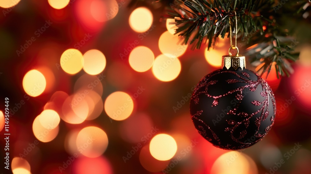 Fototapeta premium Vibrant Christmas Ornament on Tree