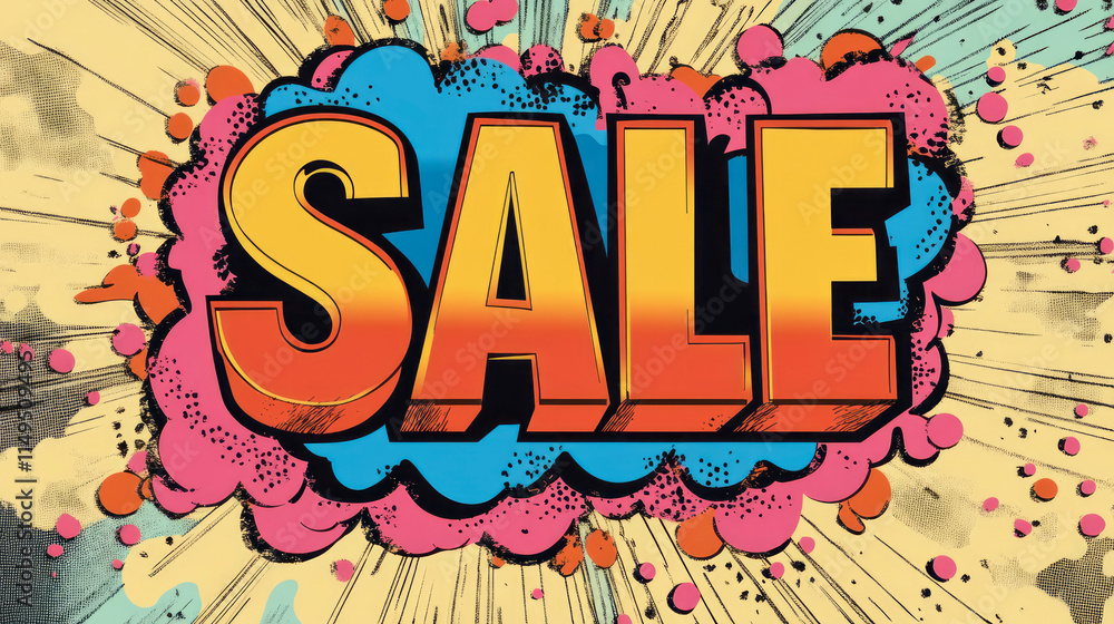 Colorful pop art style sale banner with comic book elements Colorful pop art style sale banner with comic book elements