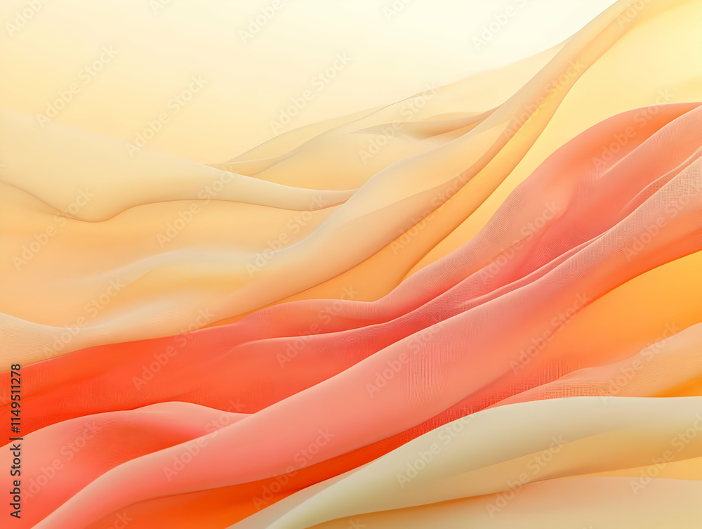 Obraz premium Abstract Orange & Beige Fabric Waves Illustration