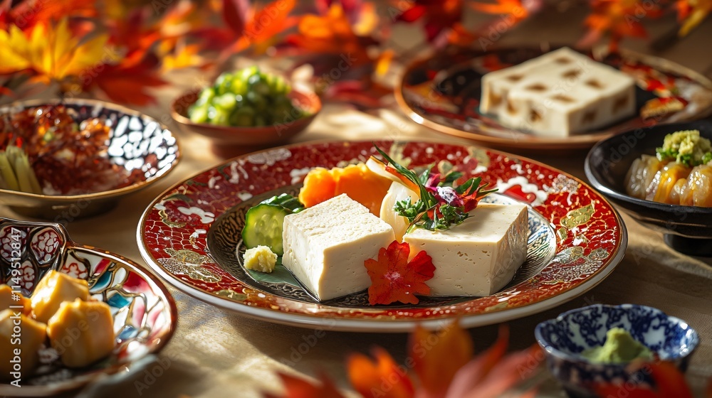 Delicious Autumnal Tofu Dish- Japanese Cuisine Still Life Photography Delicious Autumnal Tofu Dish- Japanese Cuisine Still Life Photography