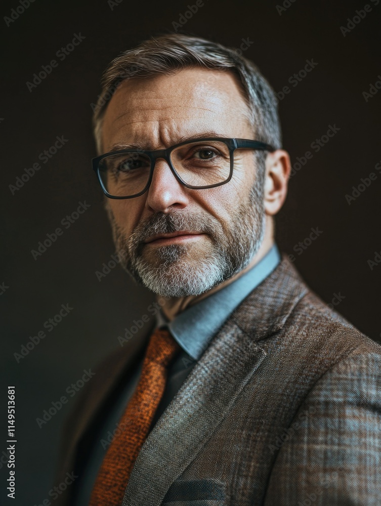 Mature man with beard and glasses in business attire Mature man with beard and glasses in business attire
