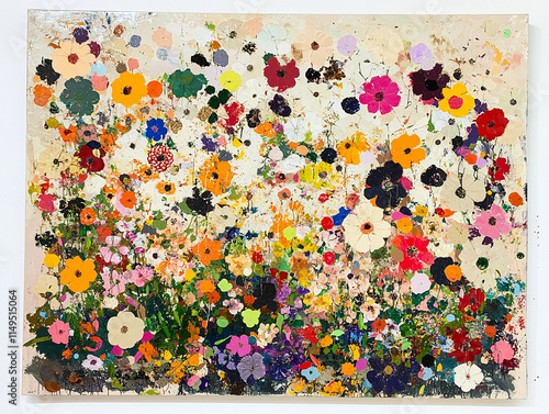 Abstract oil painting flowers wallpaper, art oil painting background