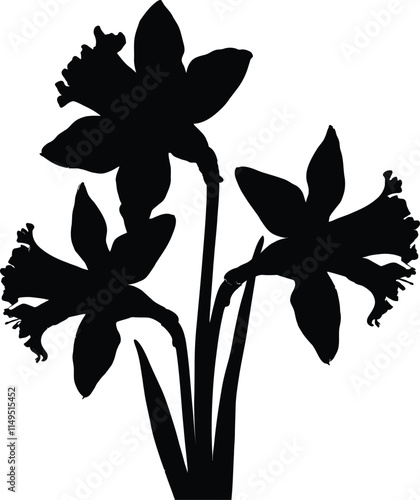 Hand-drawn flower silhouette classic botanical drawing style