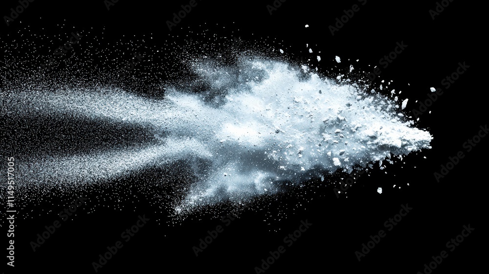 Fototapeta premium Explosive powder burst studio setting high-speed photography black background dynamic motion