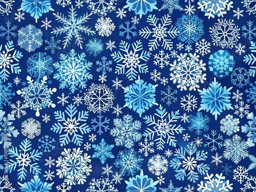 Blue Christmas Snowflakes Seamless Pattern Tile